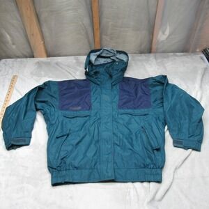 Columbia Vamoose Jacket Women Medium Blue Hooded Waterproof Full Zip 90s VTG